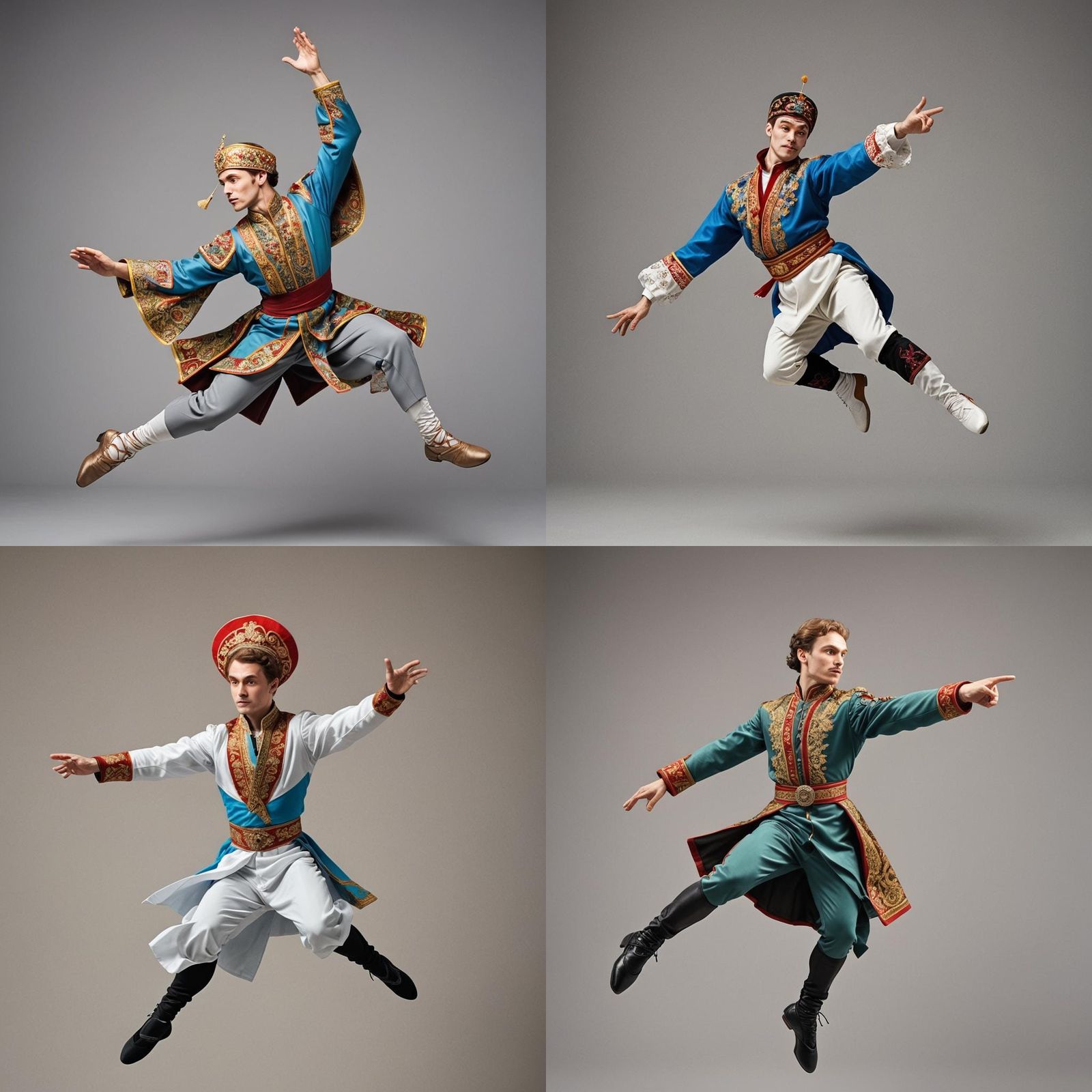 Dynamic Russian Dance Performance in Traditional Costume