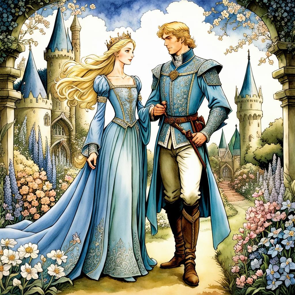 Medieval Fantasy Prince and Princess in Anime Style