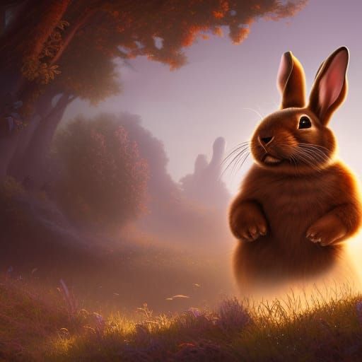 Fantastical Brown Bunny Matte Painting