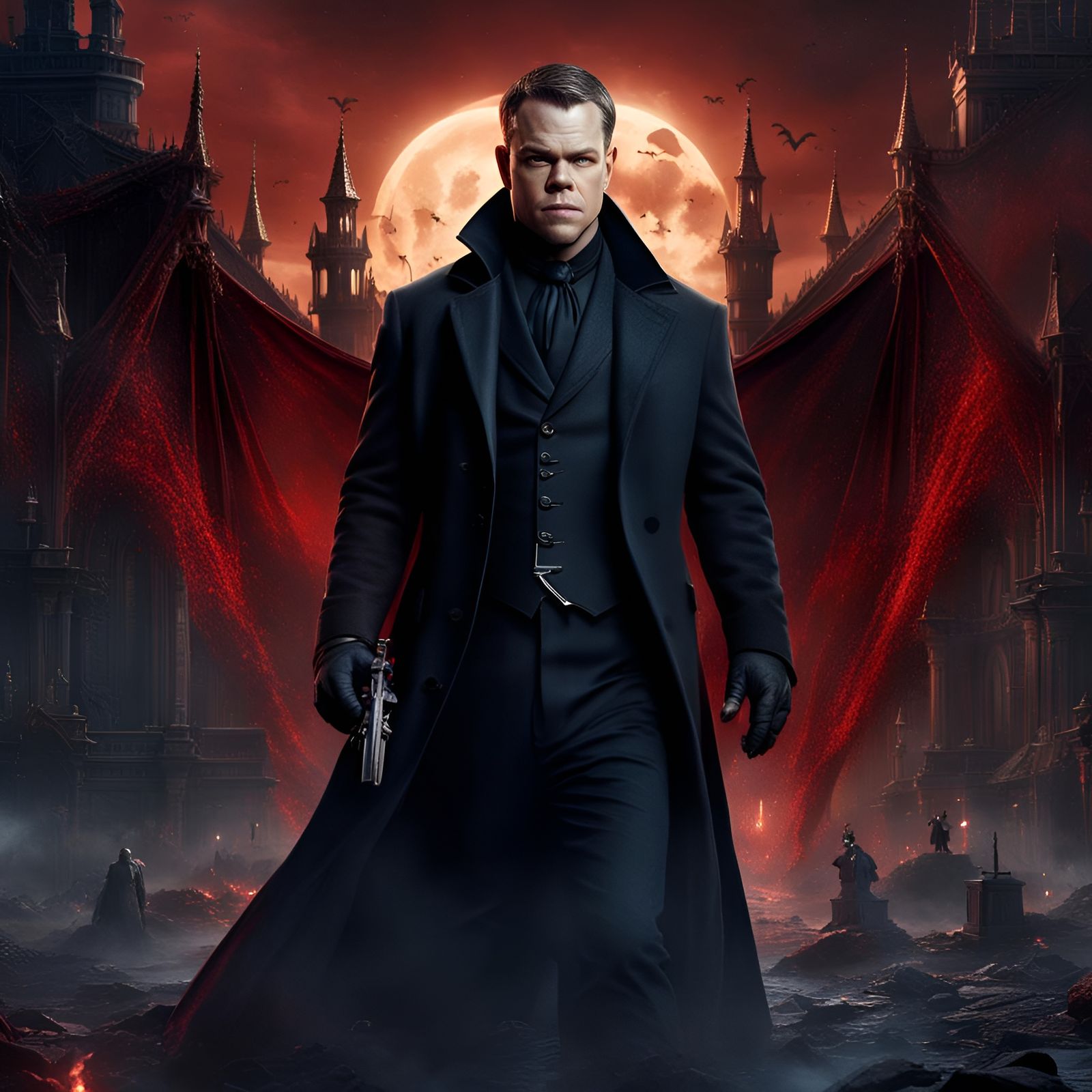 Matt Damon as Vampire: Detailed Fantasy Art