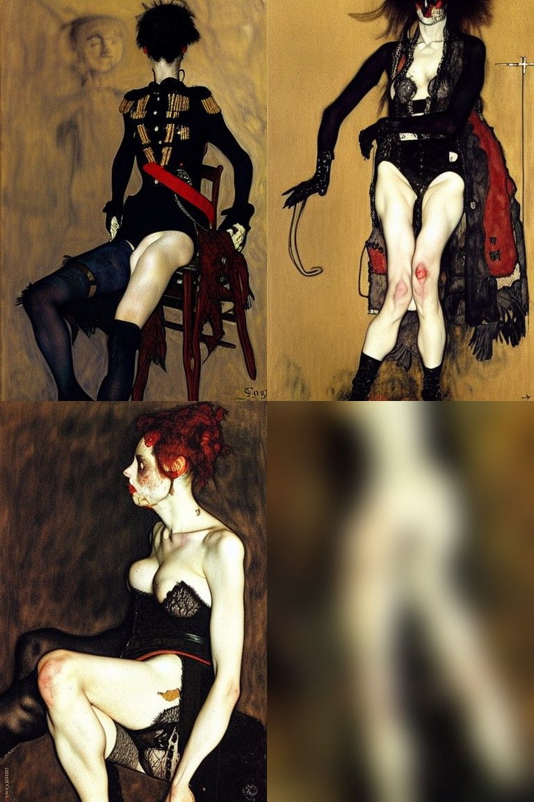 Sensual Embrace in Hussar Uniform, Egon Schiele Style