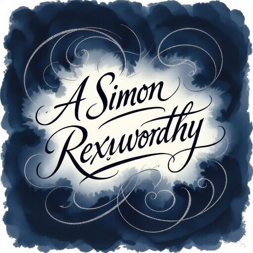 Elegant Indigo Signature with Flowing Swirls in Calligraphic...