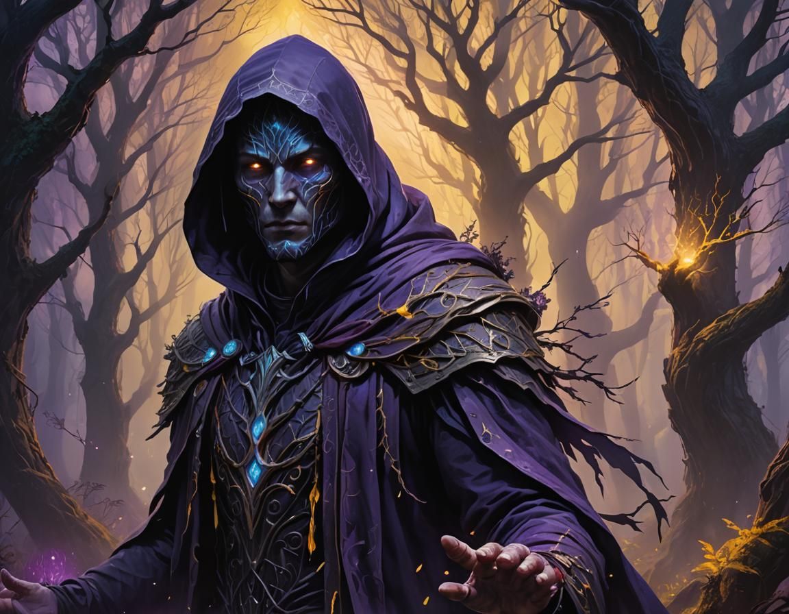 Mysterious Hooded Figure Summons Ethereal Glow