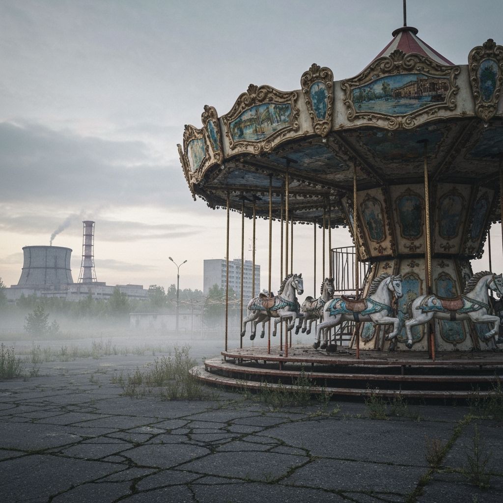 Abandoned Carousel in Chernobyl-like City