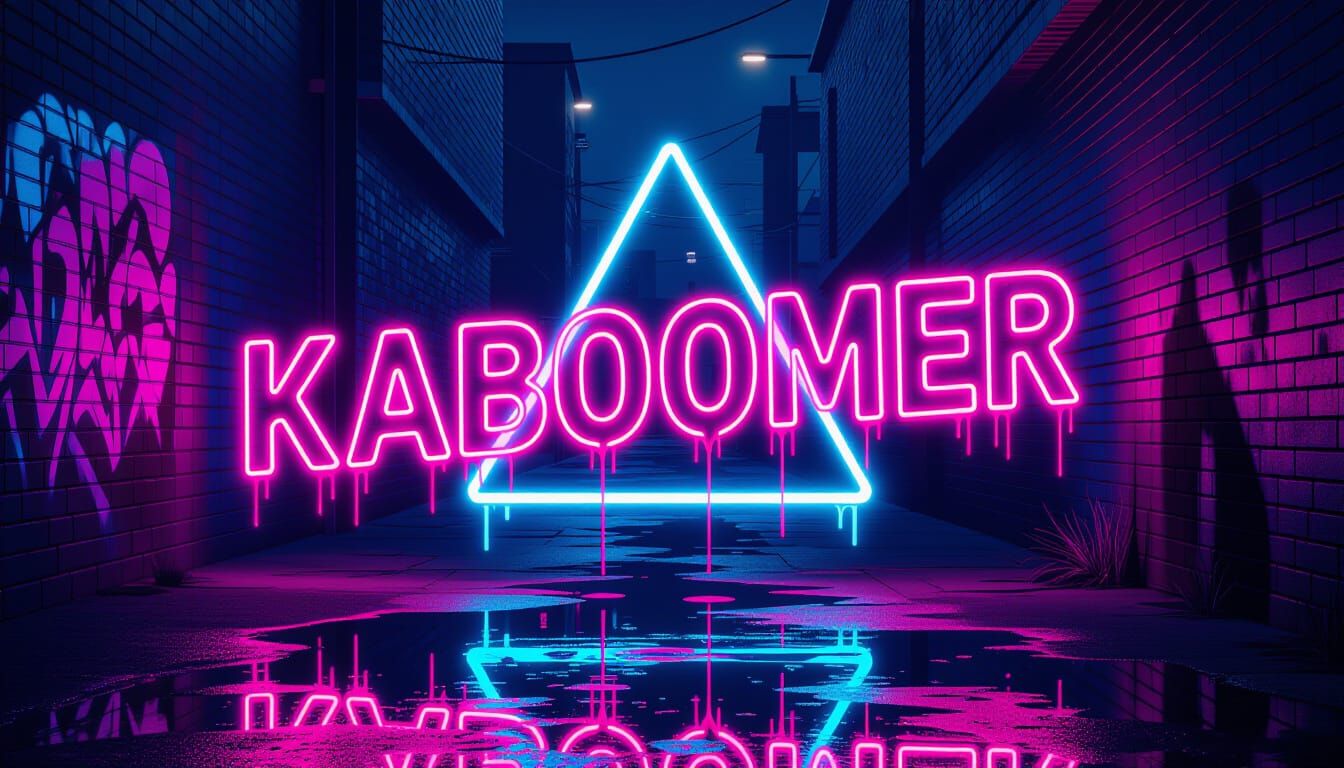 KABOOMER in Neon Bioluminescent Pop Art Style