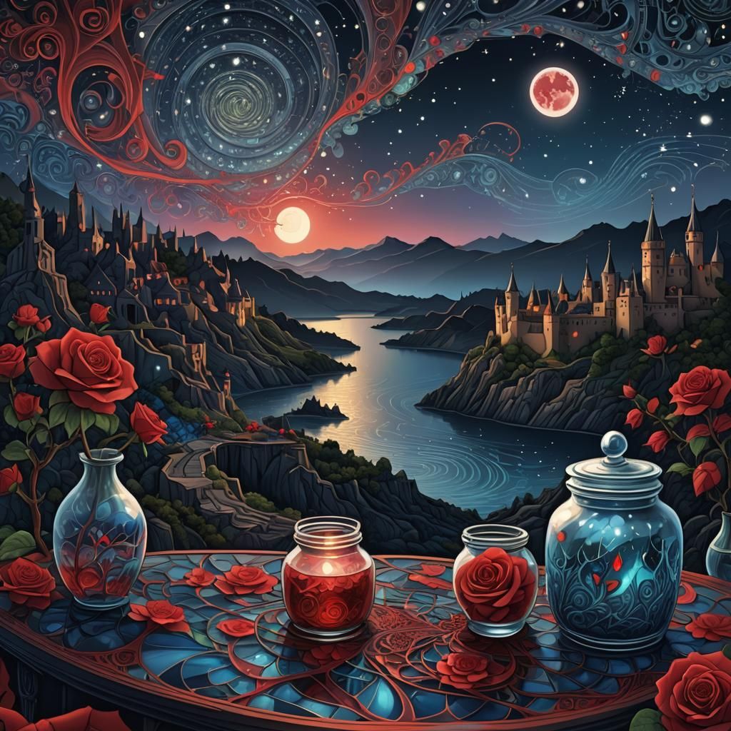 Abstract Fractal Landscape with Rose Cove