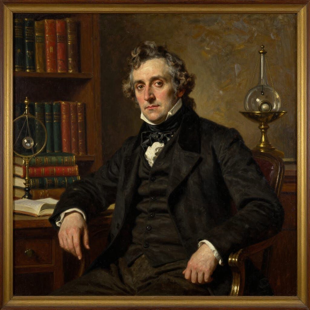 19th Century Gentleman in Study: Oil Painting Portrait
