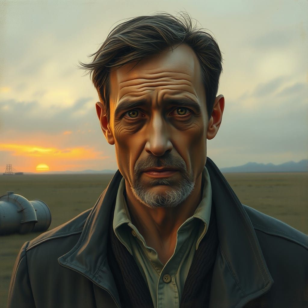 Mournful Figure in a Desolate Landscape