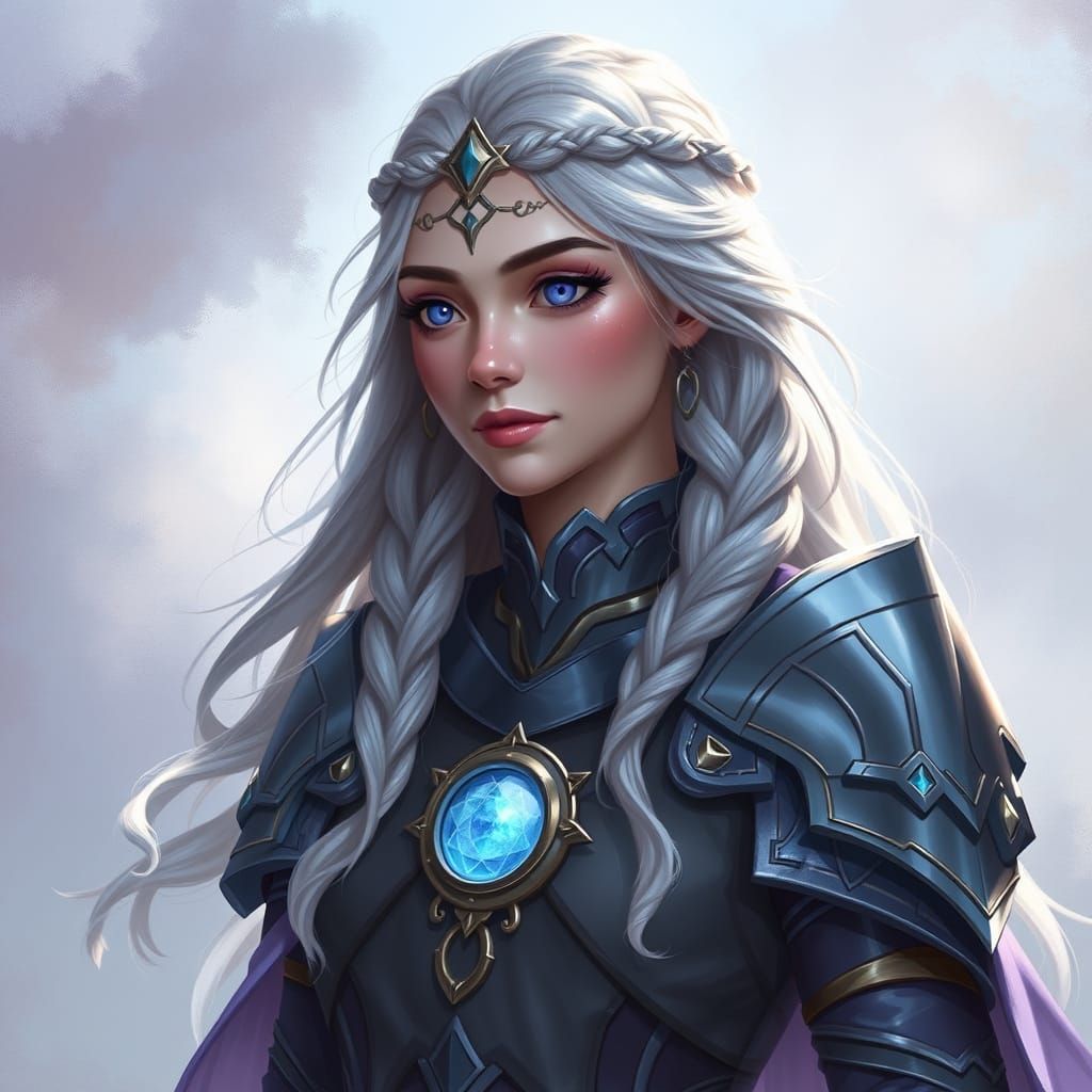 Ethereal Princess in Snowy Auroral Armor