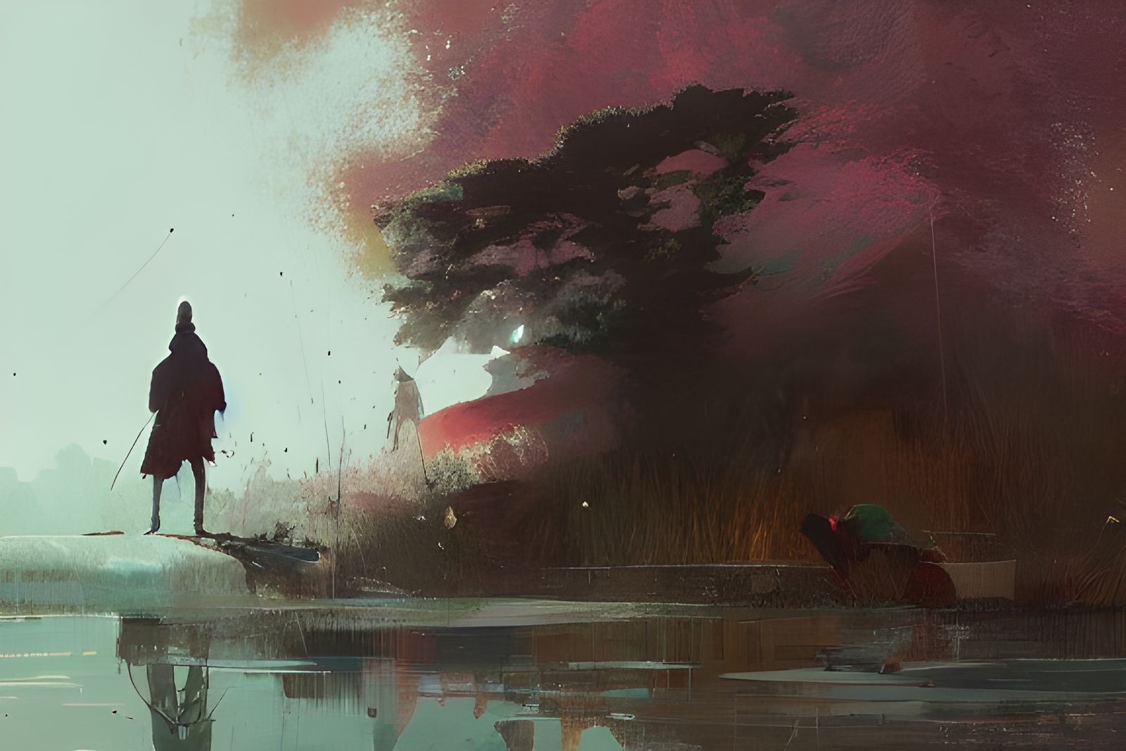 Samurai and Lady: Digital Illustration in Romantic Style