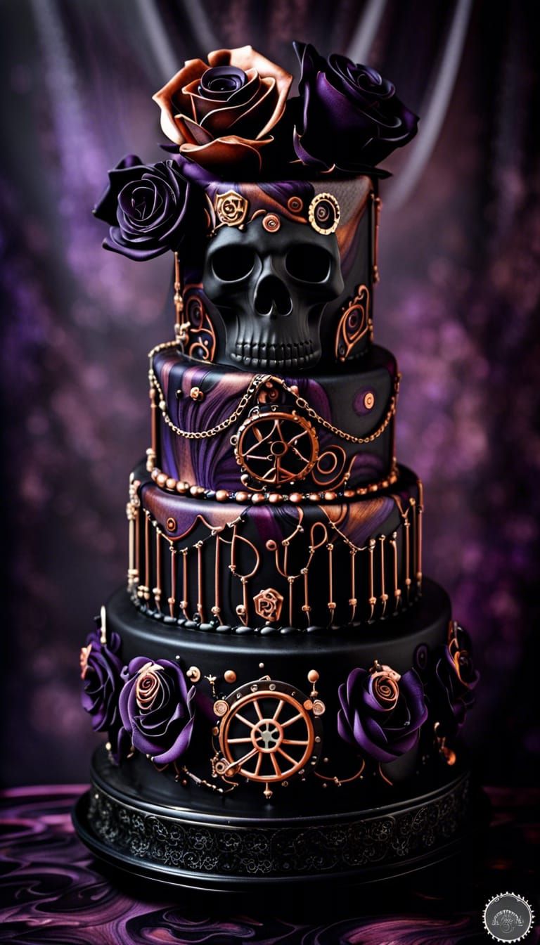 Steampunk Goth wedding cake.