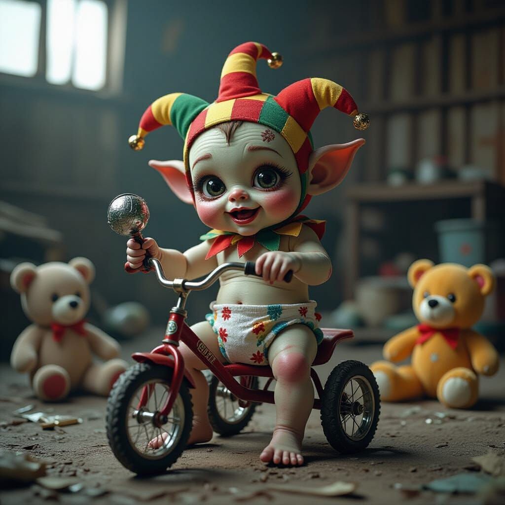 Grotesque Baby Creature in Junkyard Nursery