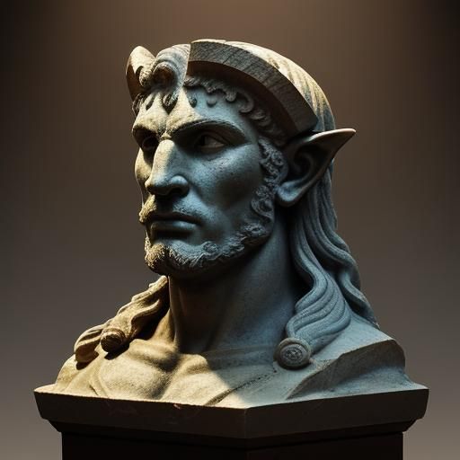 Ancient Greek Minotaur in Dimly Lit Temple