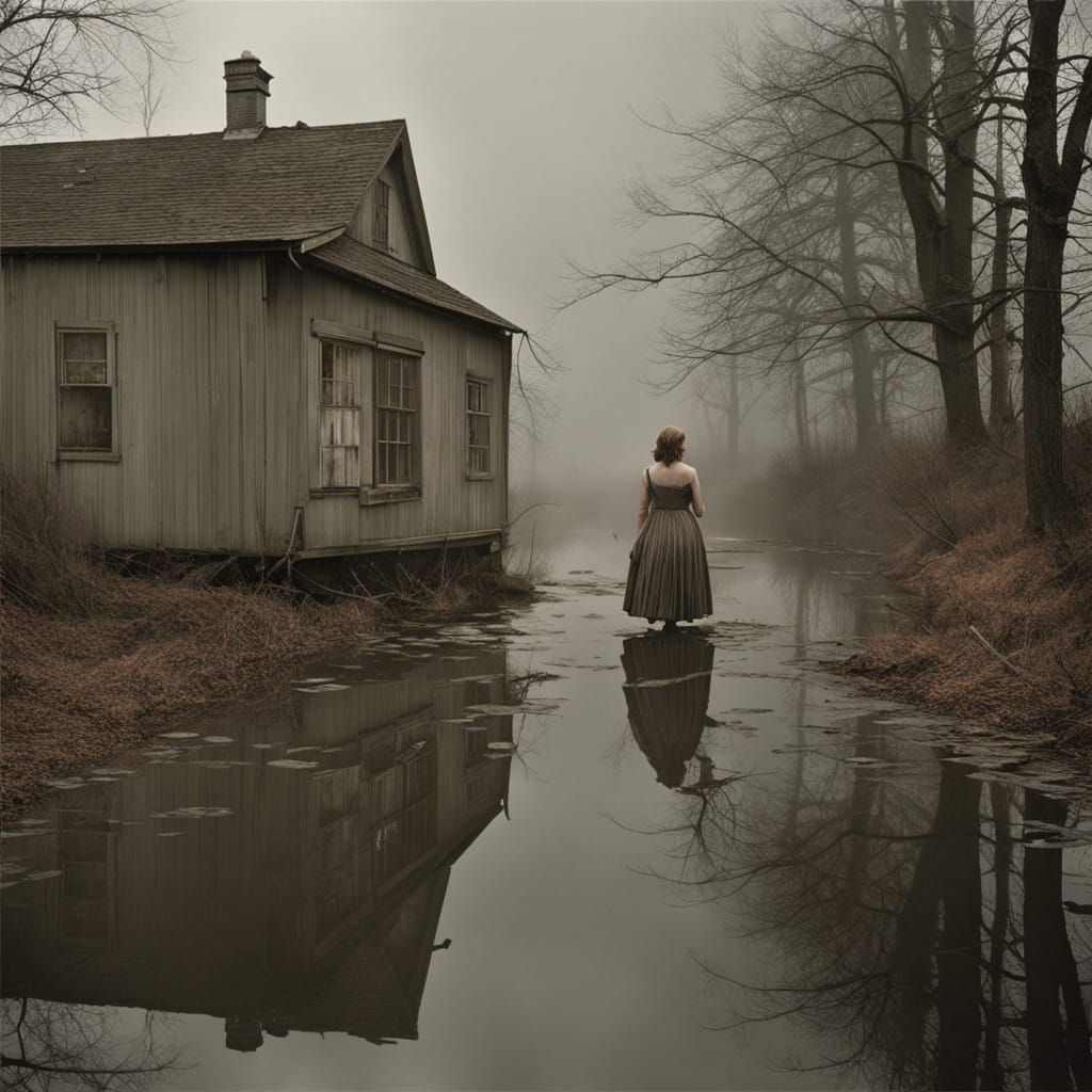 A Surrealist Portrait in Faded Photographic Style