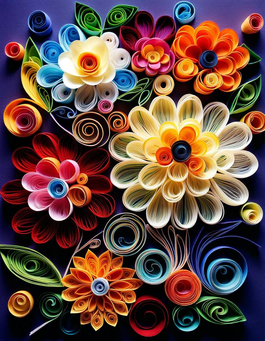 Intricate Quilled Paper Art of Blooming Flowers