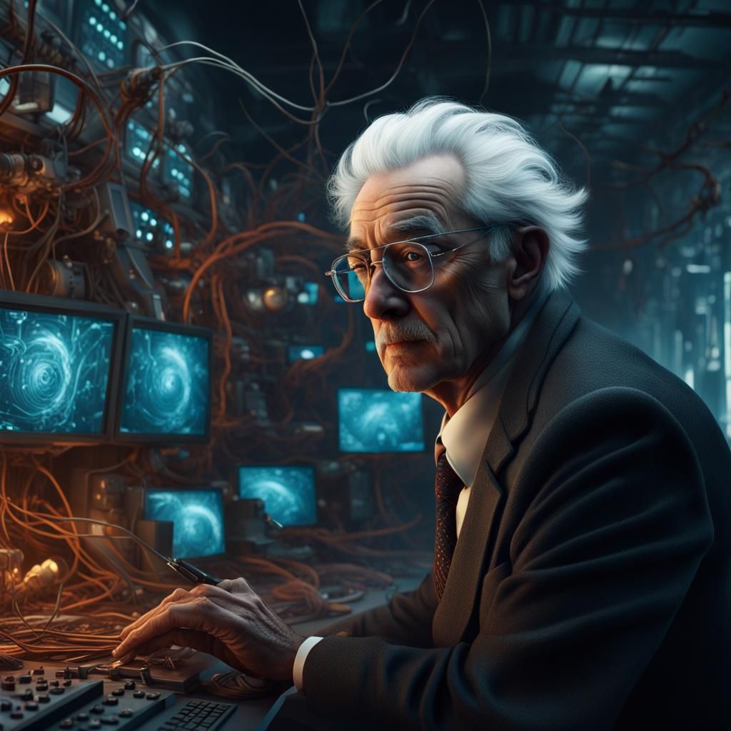 Professor Prepares Experiment in Electronic Room