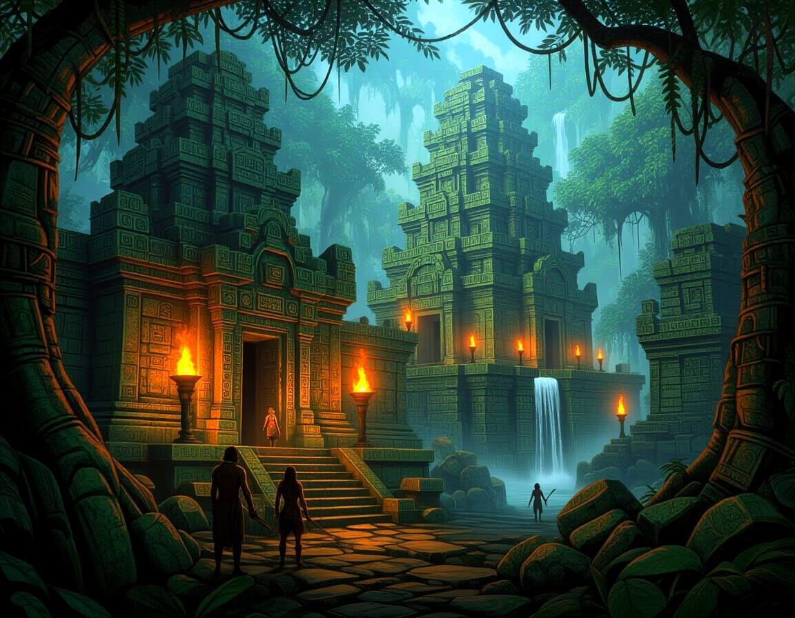 El Dorado Jungle Kingdom: Alien Ruins in Dark Fantasy Style