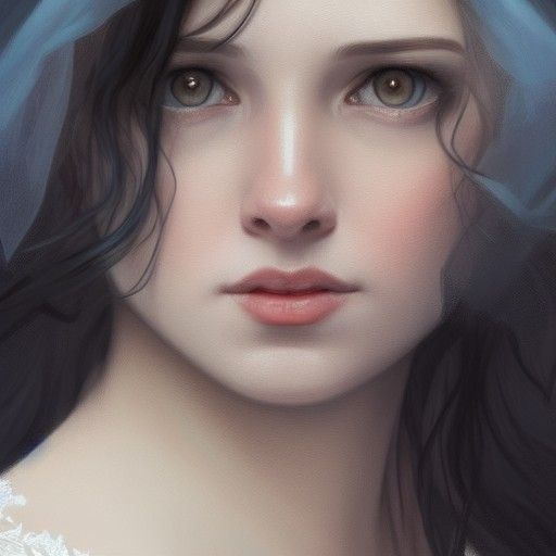 Mournful Bride Portrait in Art Nouveau Style