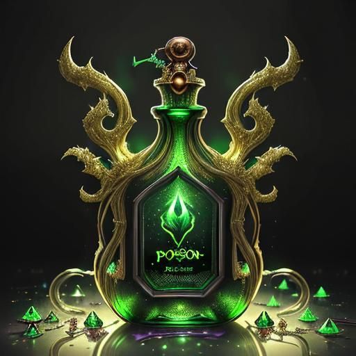 Green Magic Acid Potion with Golden Ornaments