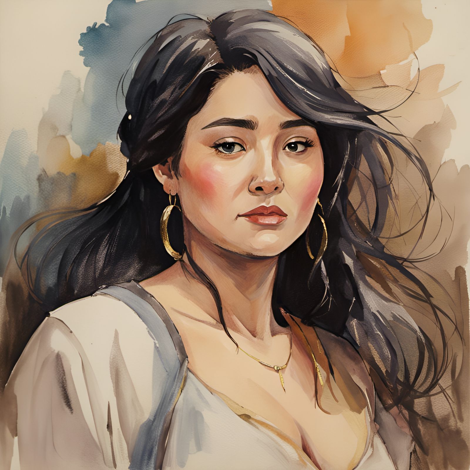 Chubby Woman in Medieval Fantasy: Ghibli Watercolor