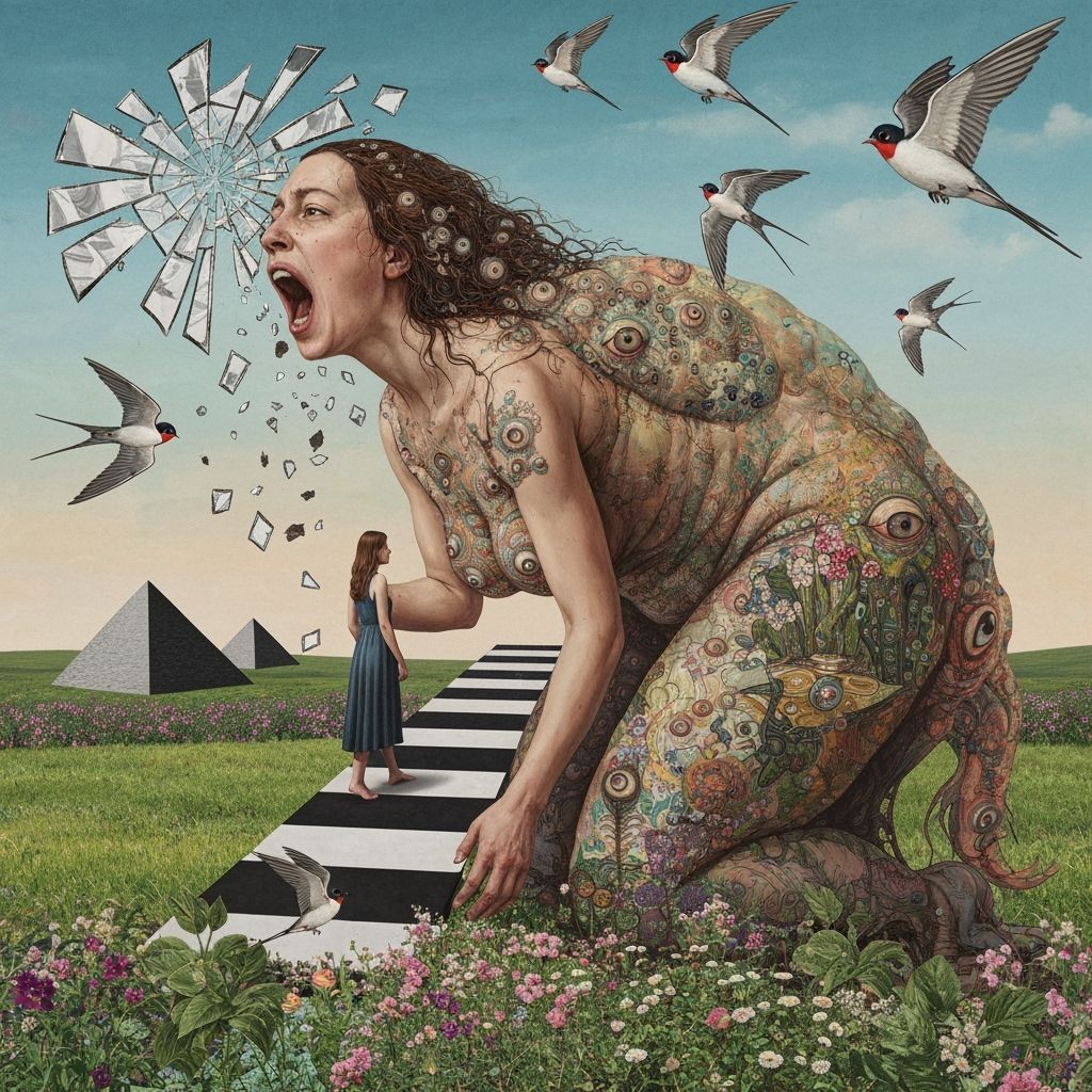 Cosmic Angel Screaming Amidst Shattered Reflections