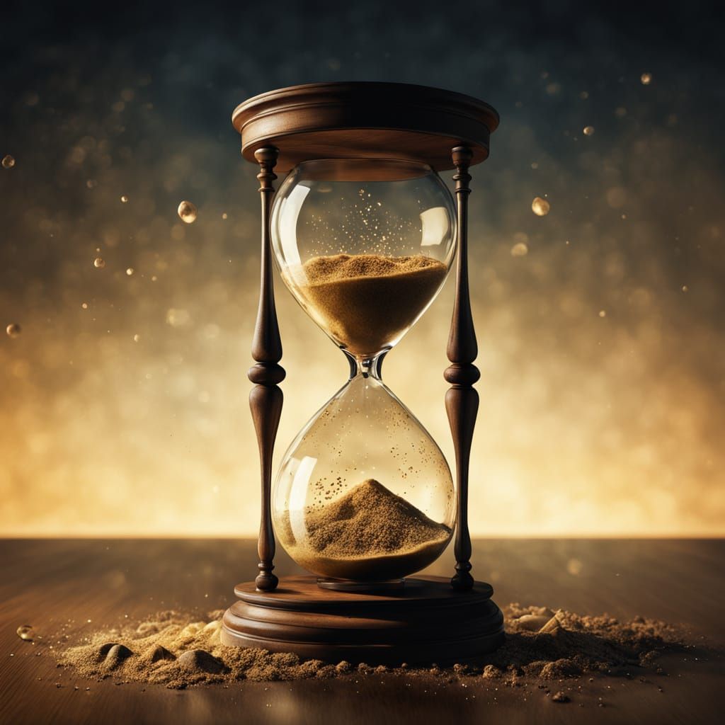 Surrealistic Melting Hourglass in Soft Golden Light