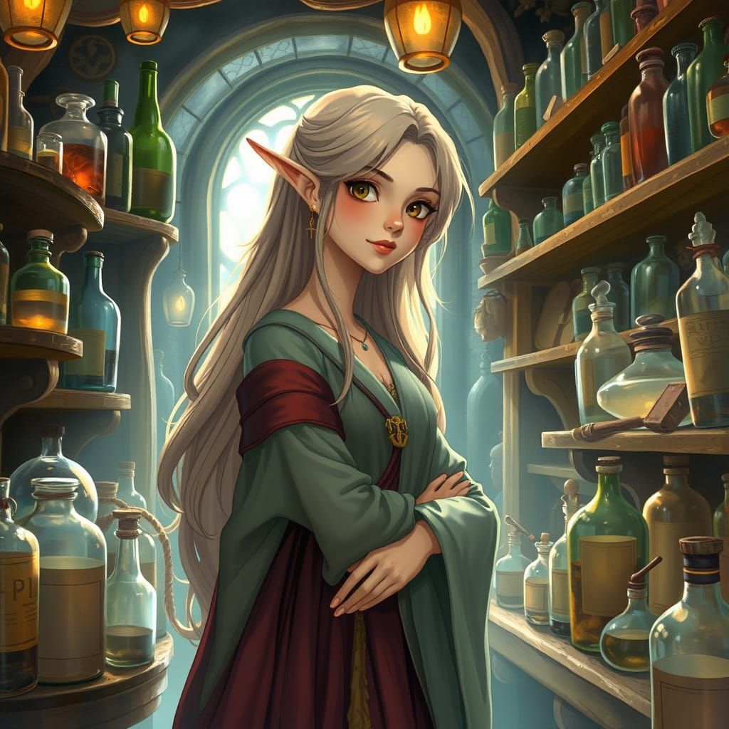Elven Apothecary in Studio Ghibli Style
