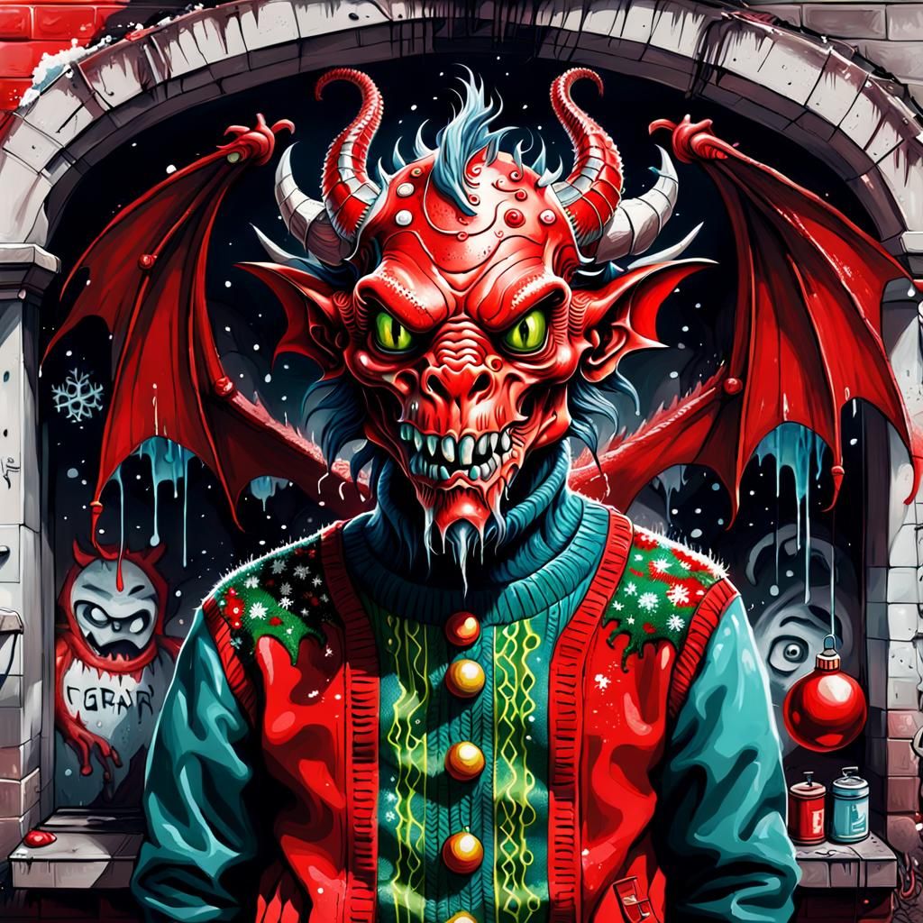 Surreal Janus Dragon in HR Giger Style