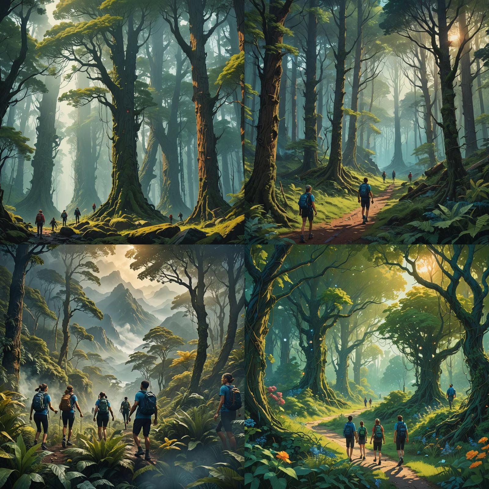 People Exercising Outdoors in a Natural Setting