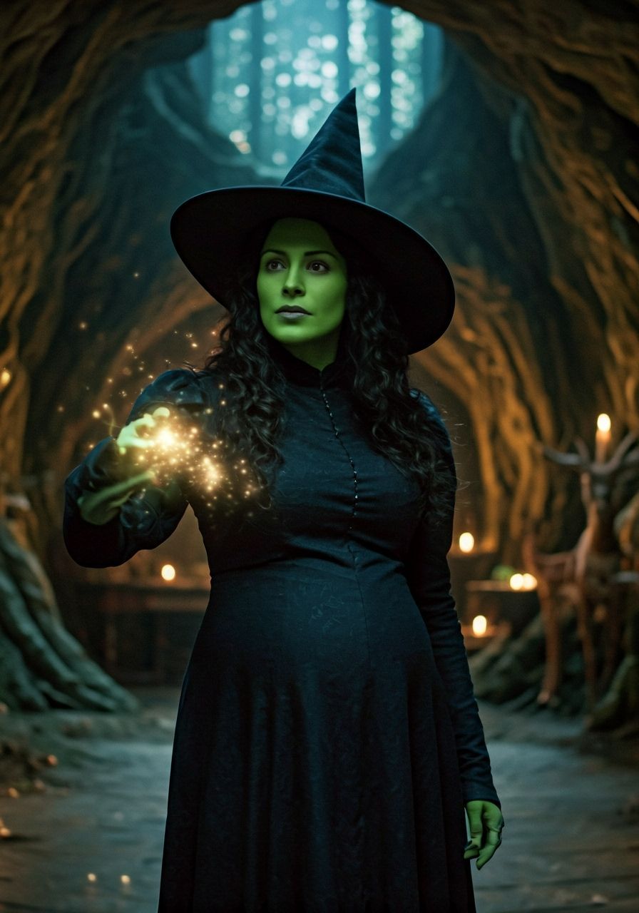 Pregnant Elphaba Casting Magic in Forest Cave