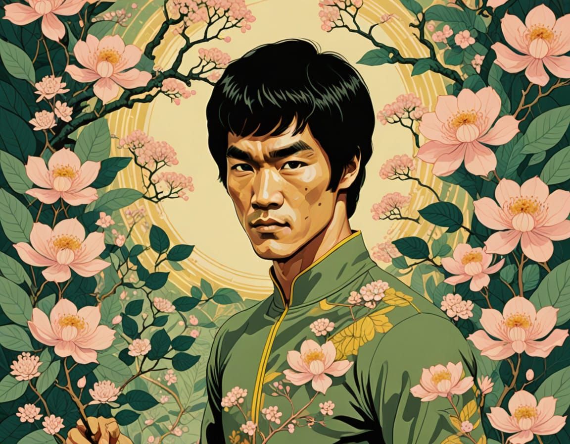 Bruce Lee in Vibrant Pop Art Collage