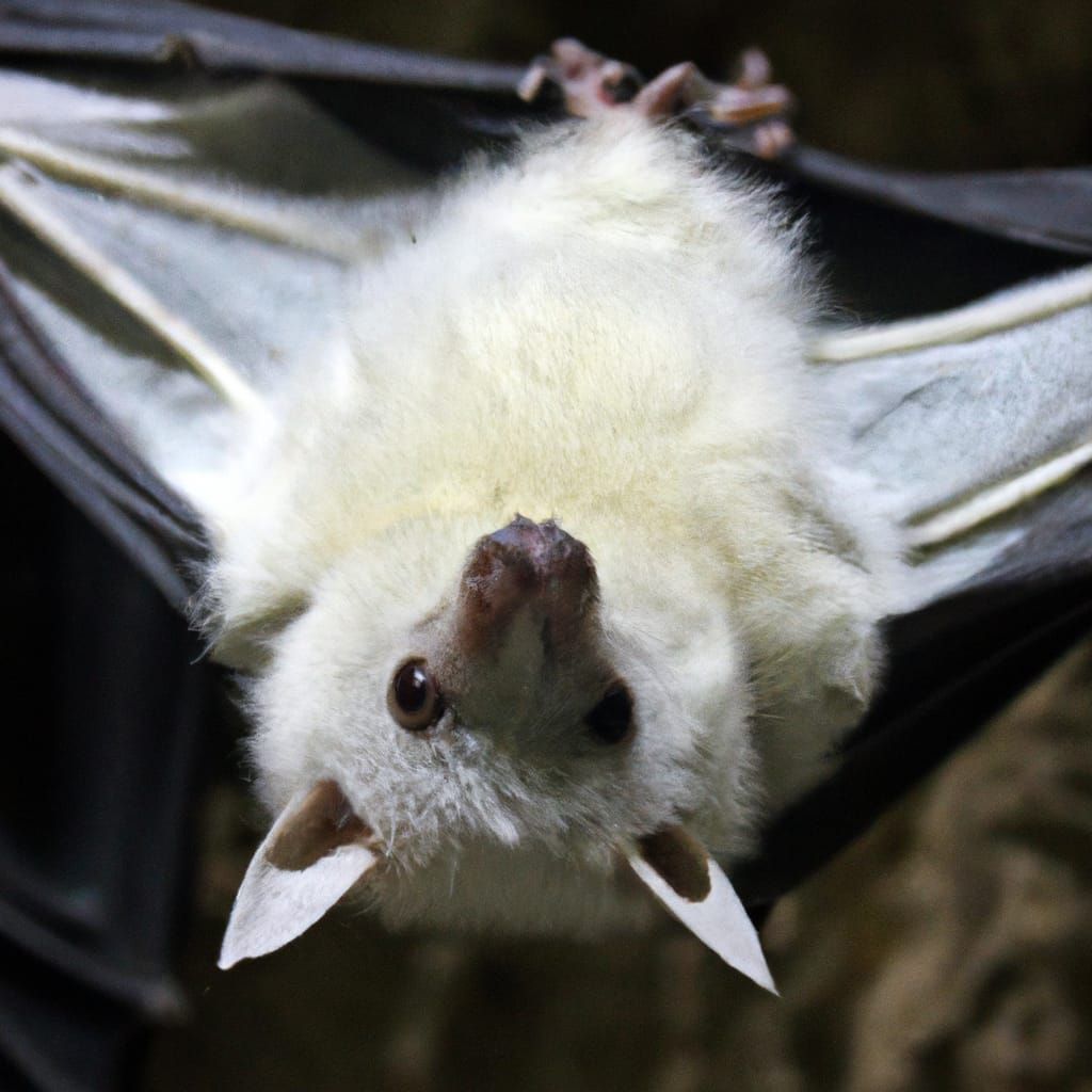 Close-Up of a White Fluffy Fruit Bat