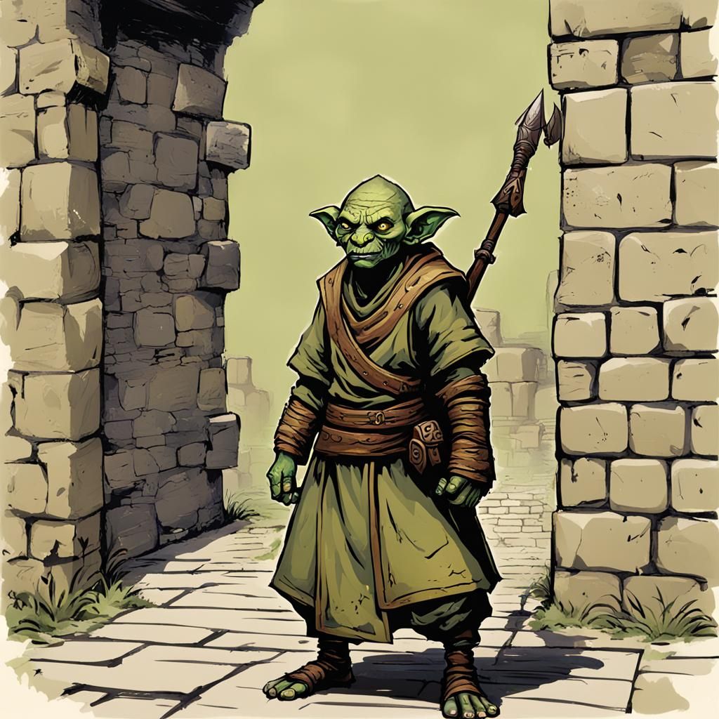 Female Goblin Monk in Dungeon Setting