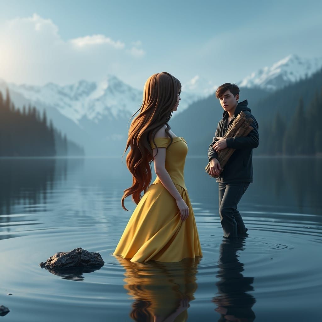 Serenely Standing Belle in 3D Disney Style