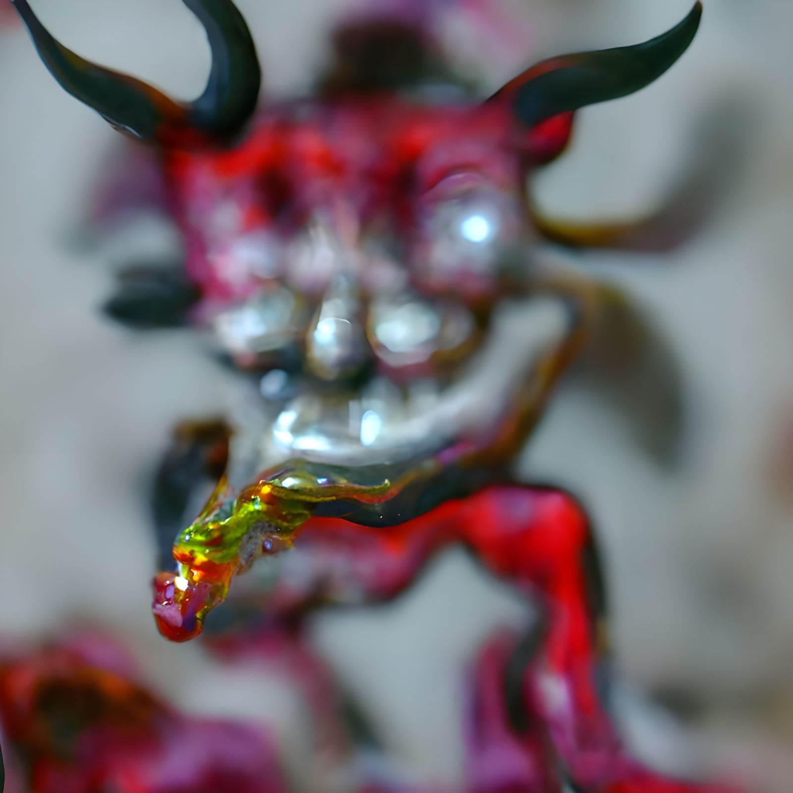 Disturbing Demonic Figure in Ominous Oil Painting