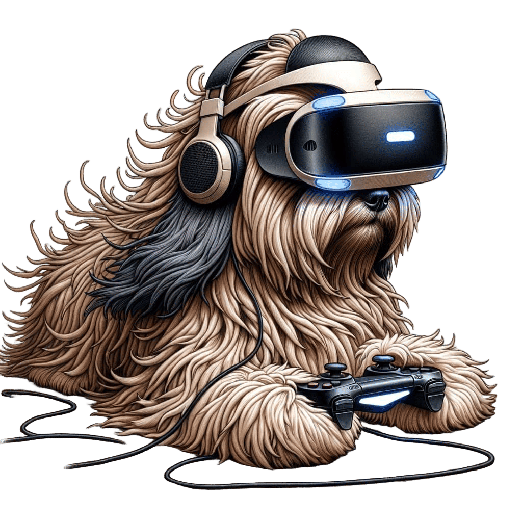 Dog in VR Headset Plays Video Game