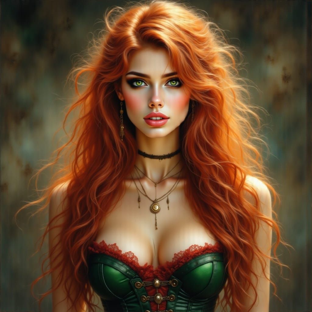 Hyperrealistic Portrait of Woman with Copper Hair