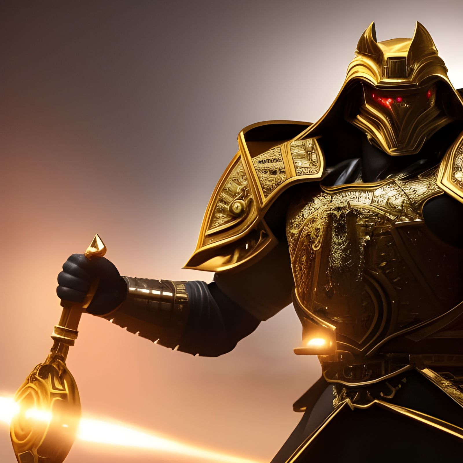 Fearsome Golden Armored Warrior in Digital Art