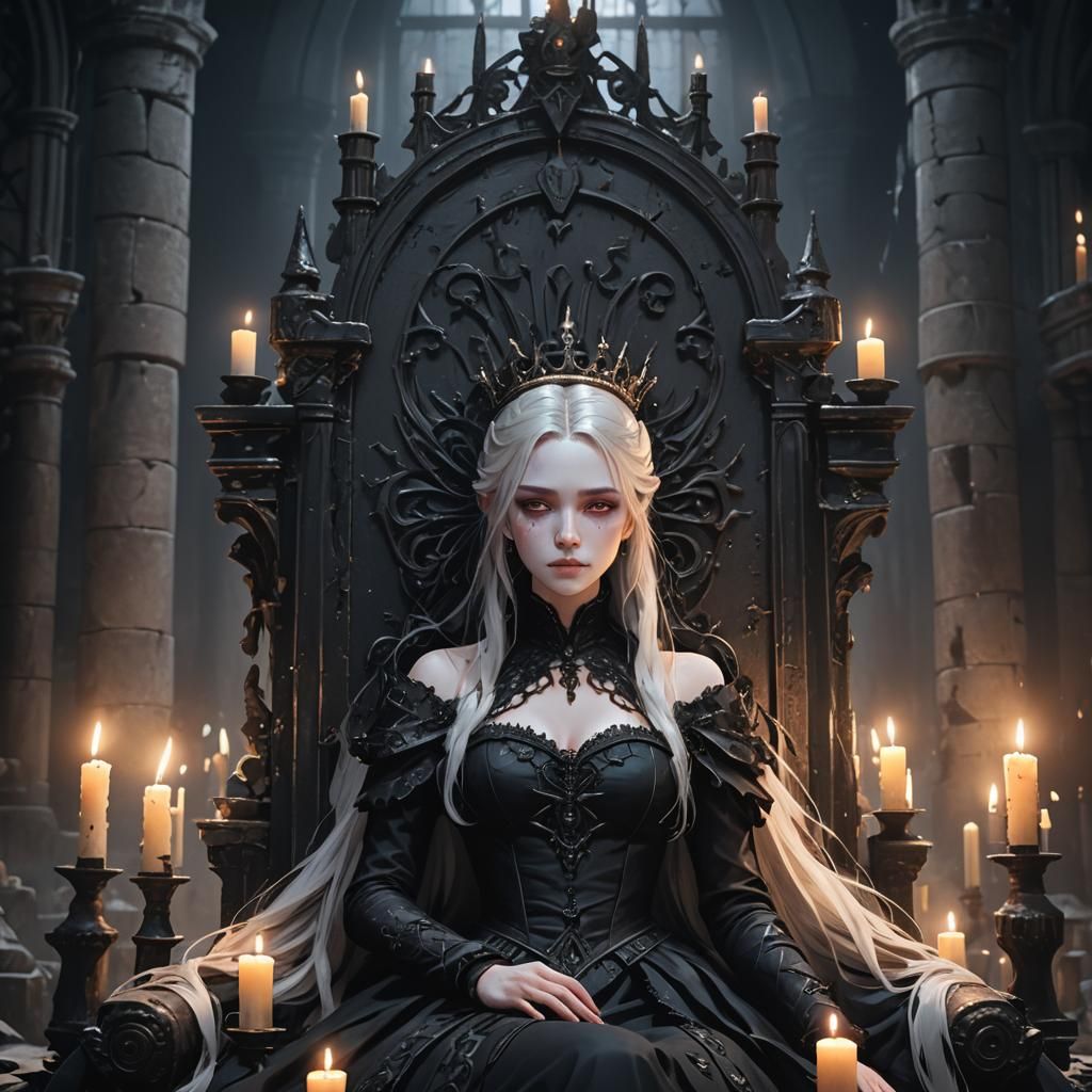 Eerie Dark Fantasy Princess in Abandoned Castle