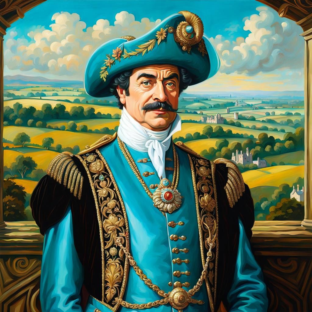 Blackadder Awaits Queen Elizabeth: Hyperdetailed Oil Paintin...