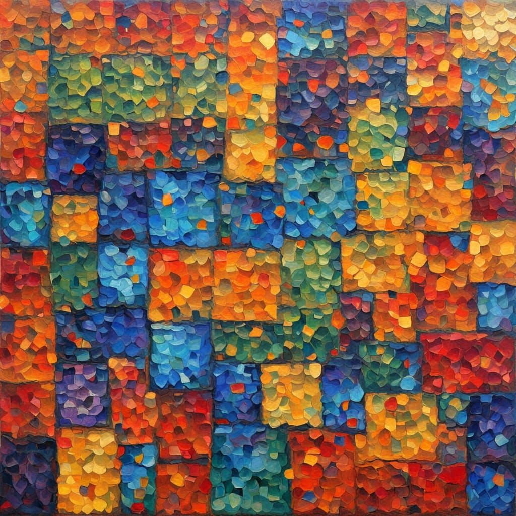 Neo-Impressionist Expressionist Masterpiece with Sequins and...