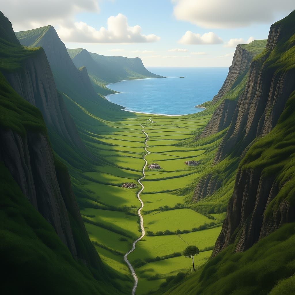 Aerial View of Coastal Plains Surrounded by Mountains