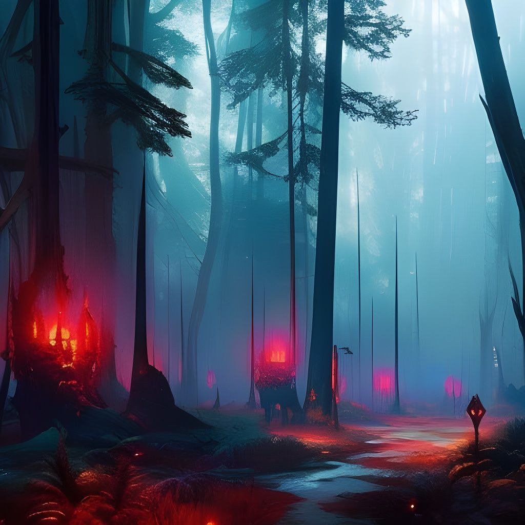 Cursed Forest Glade in Dark Fantasy Style