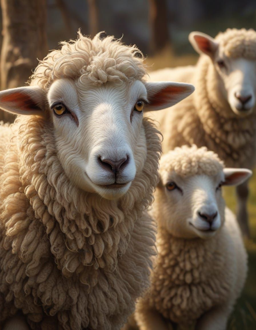 Nervous Lambs in Mystical Fantasy Illustration