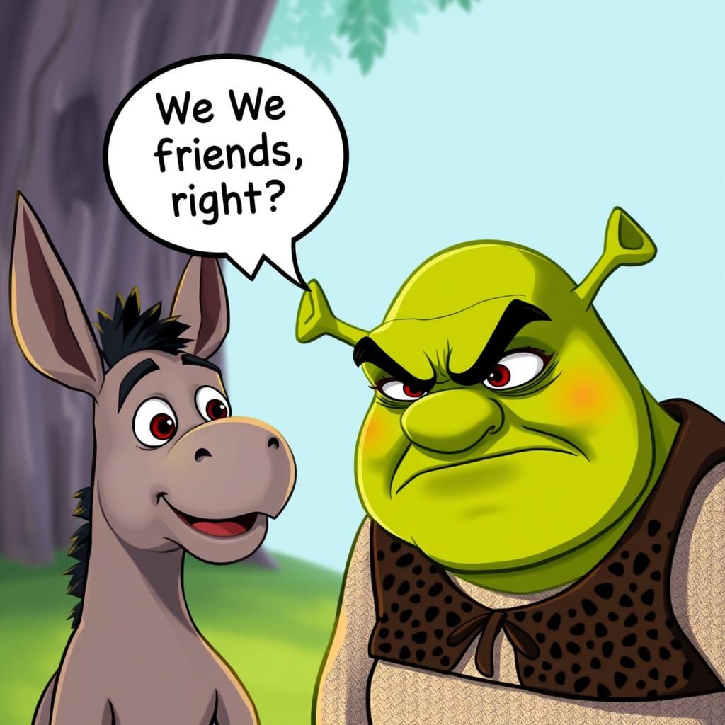 Shrek and Donkey: A Vibrant Cartoon Friendship