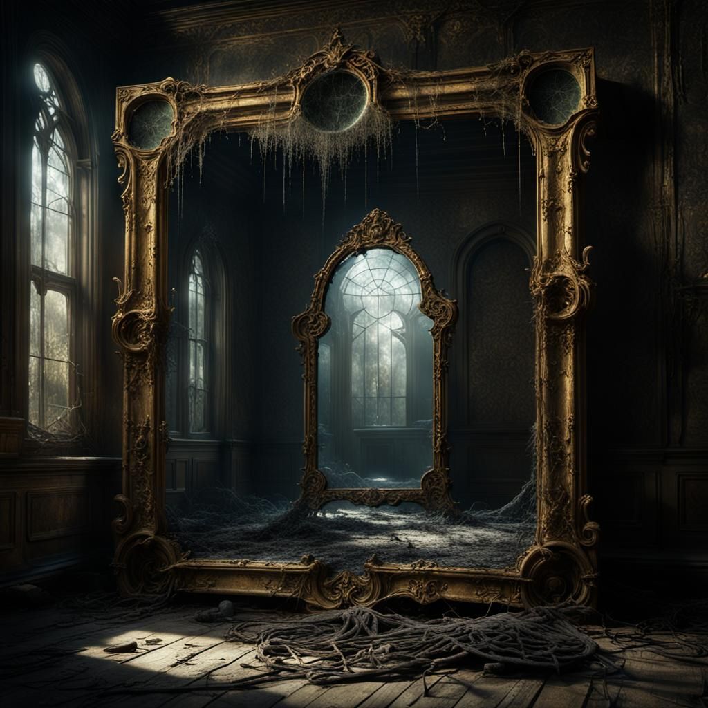 Cursed Mirror in Abandoned Manor, Digital Matte Painting