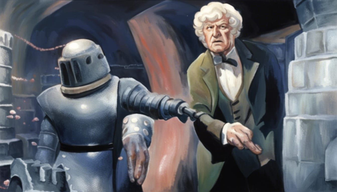 The Third Doctor Confronts a Sontaran Warrior