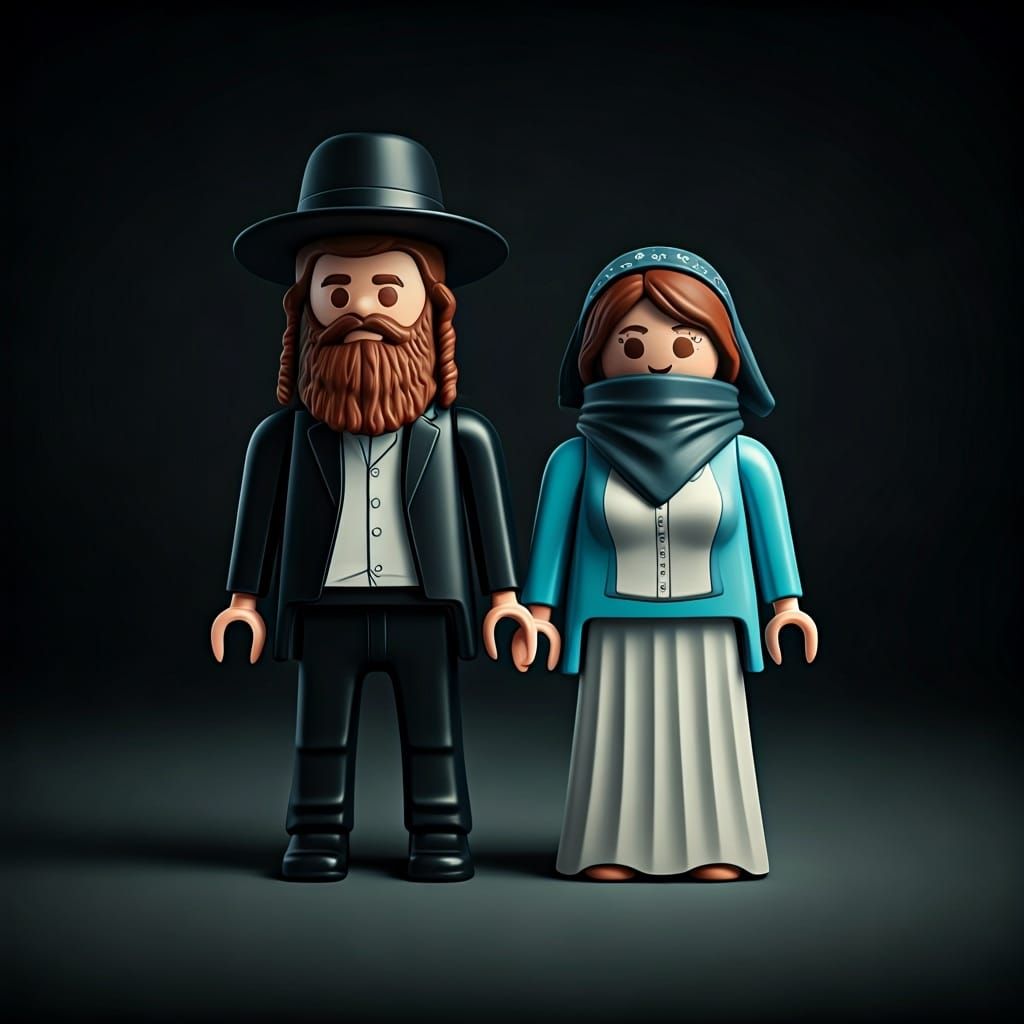 Playmobil-Style Image of a Haredi Jewish Couple