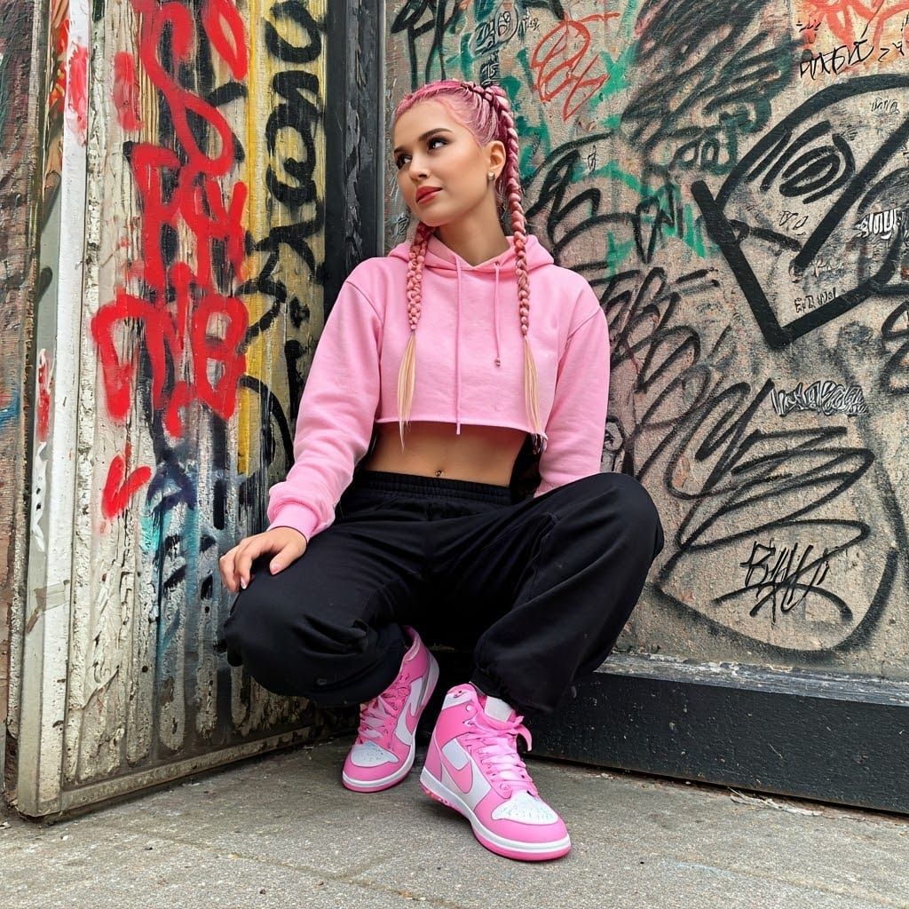 Surreal Streetwear Scene in Vibrant Graffiti Style