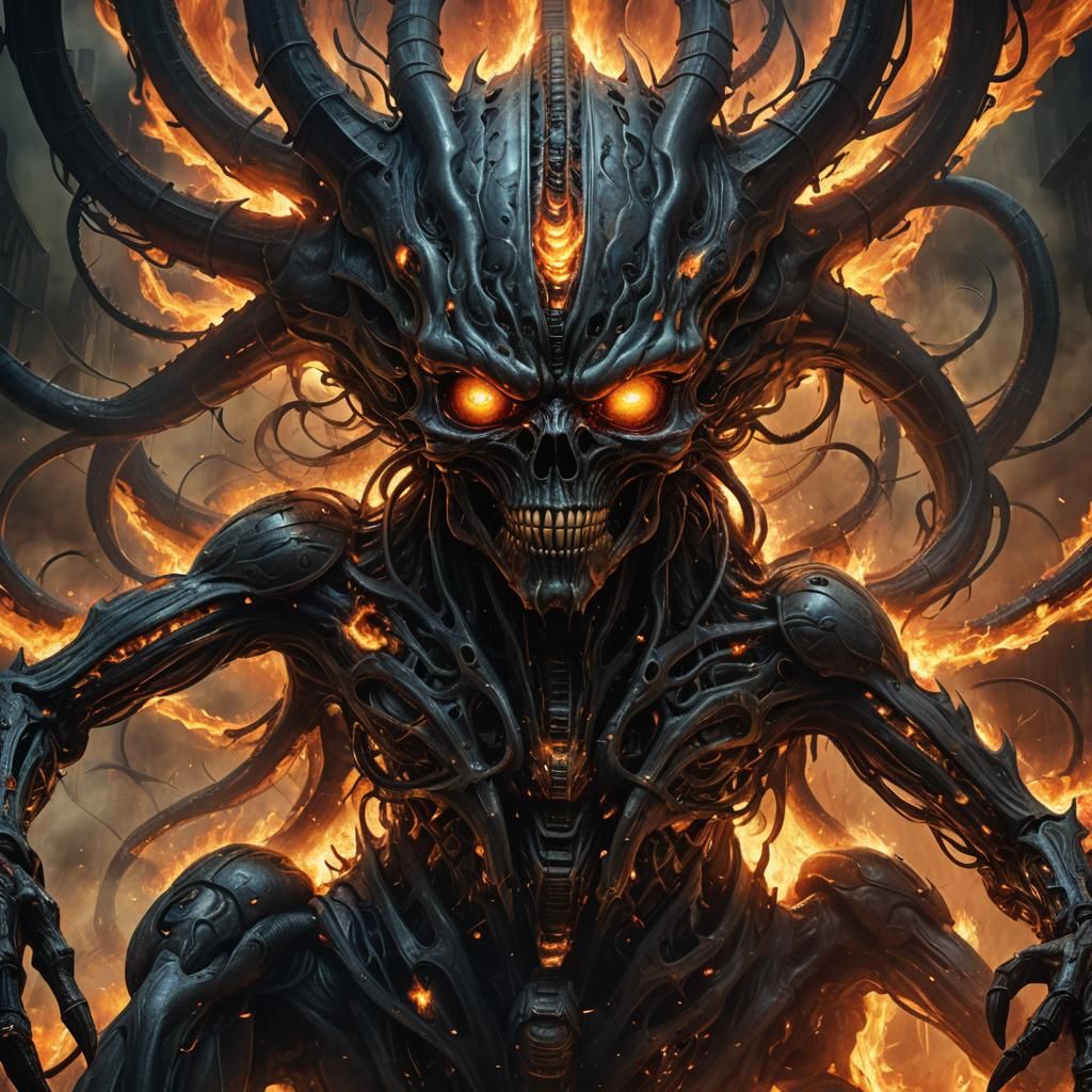 Apocalyptic Blazing Entity in Digital Painting Style